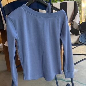 Light Blue Long Sleeve Off-Shoulder Top
